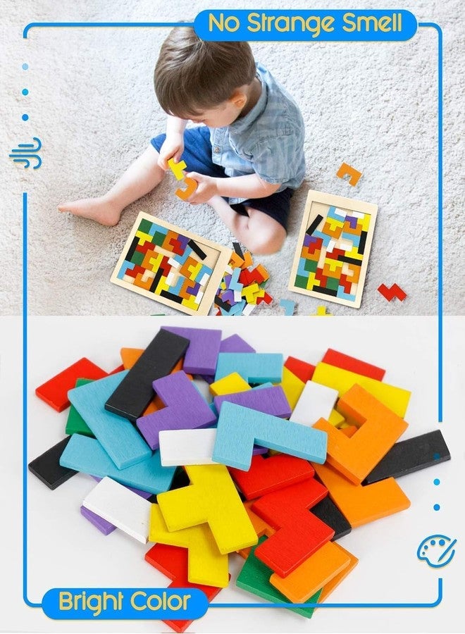 Onward Kids Wooden Russian Blocks Tetris Puzzles, Wood Intelligence Puzzle, Brain Teasers Games Toys, Educational Gift for Toddlers Ages 3-8, Building Blocks 40pcs - Image 5